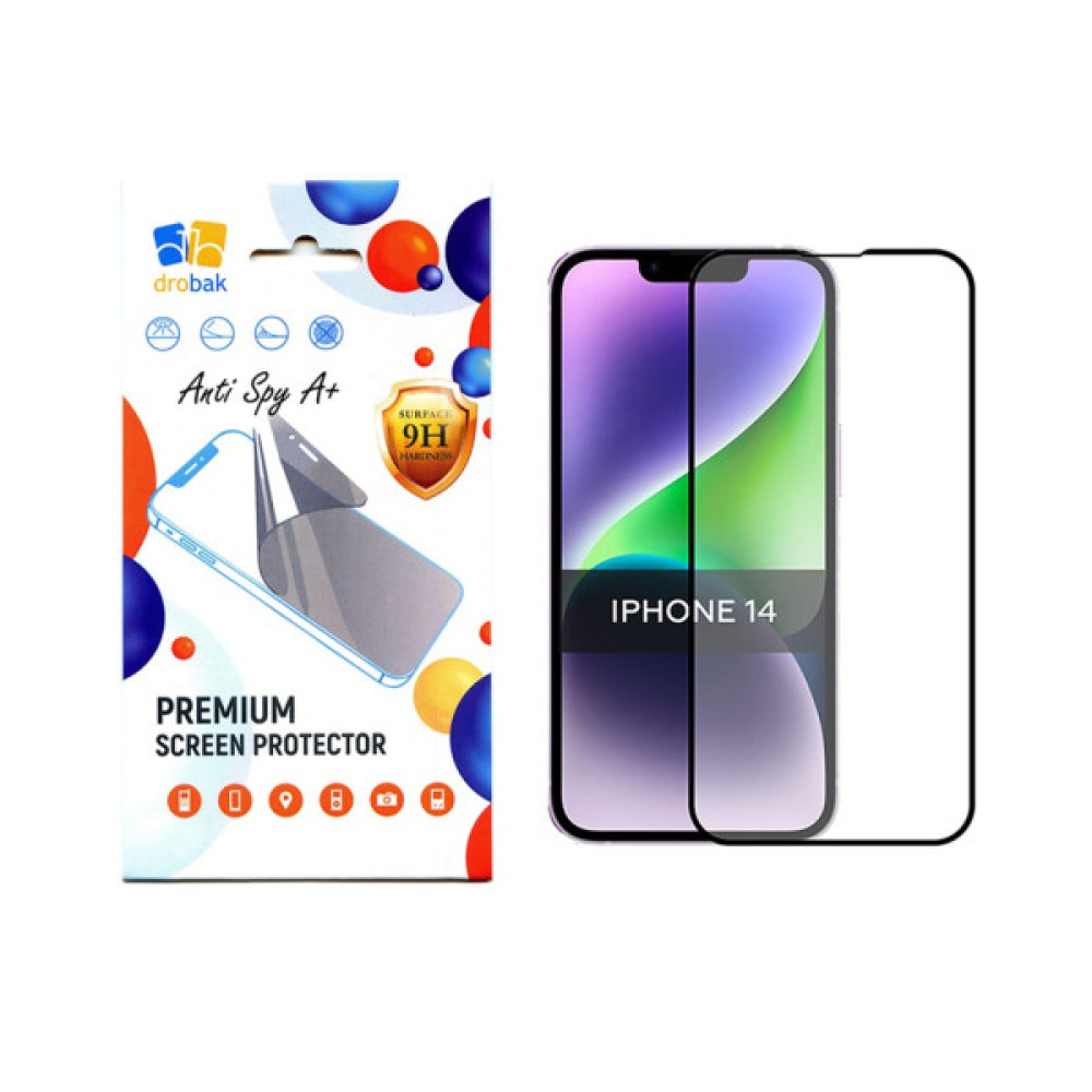 Скло захисне Drobak Anty Spy Apple iPhone 14 (Black) (535332) Скло захисне Drobak Anty Spy Apple iPhone 14 (Black) (535332)