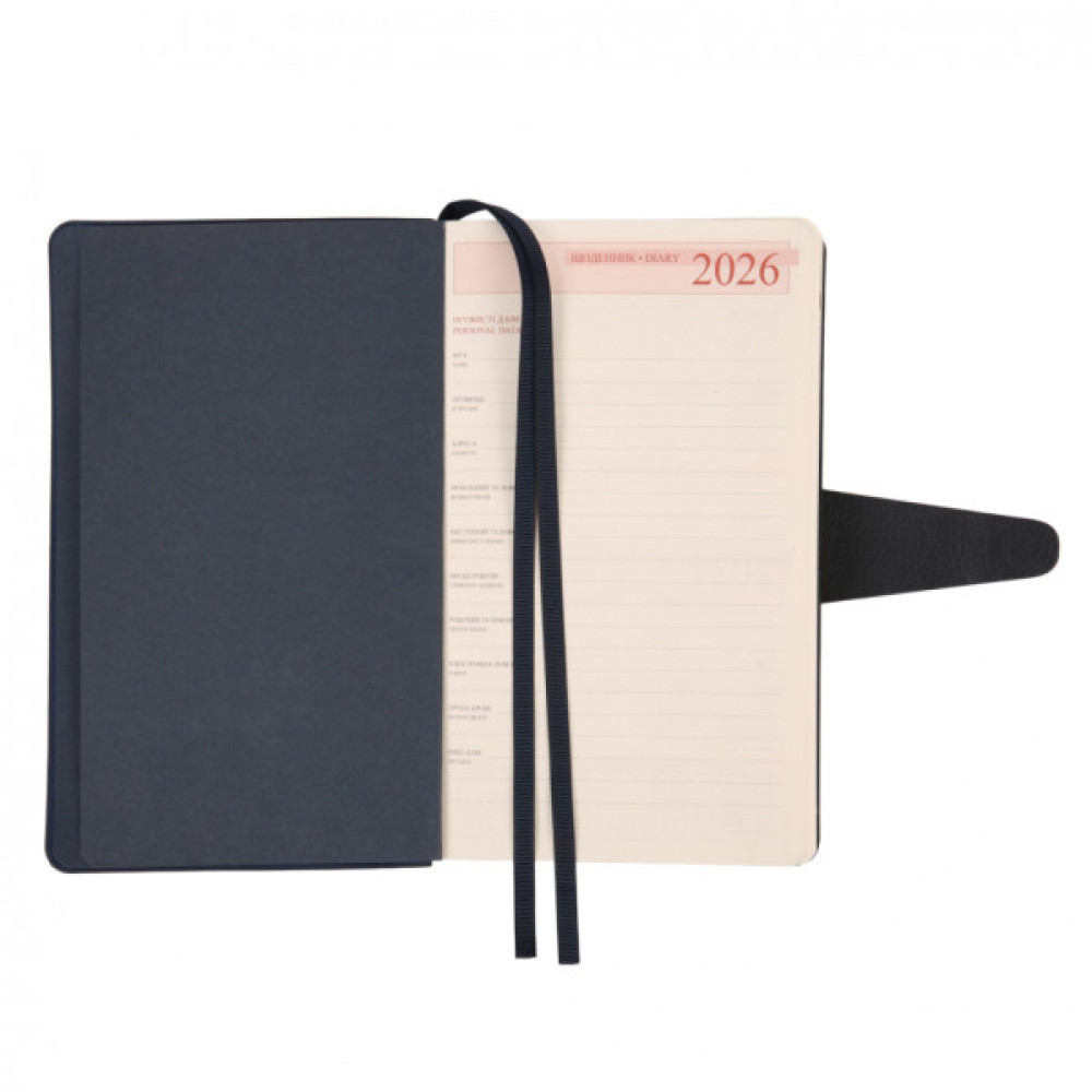 Тижневик Leo planner датований 2026 "Alpha", м‘який, темно-синій, 352 сторінки (252629)