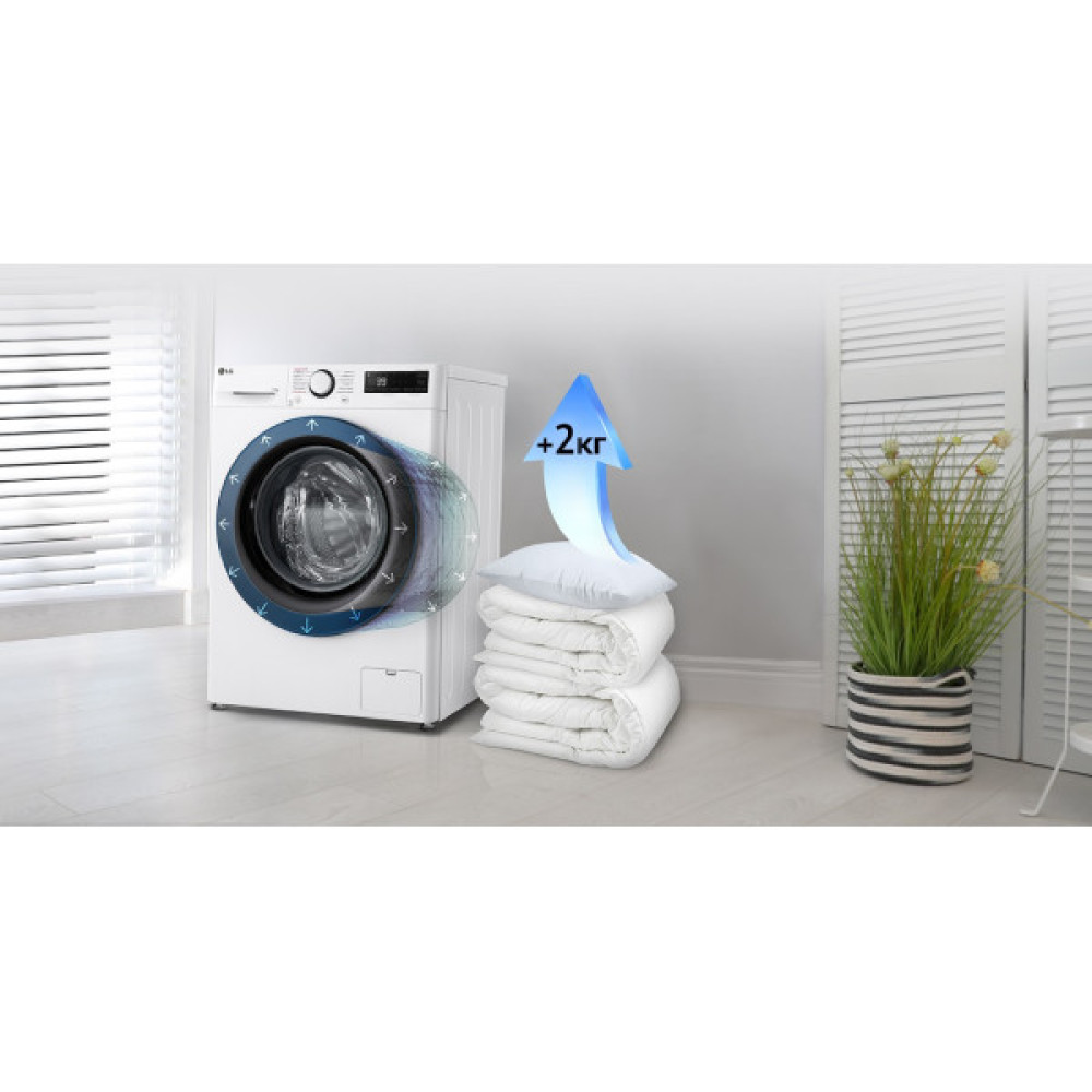 Пральна машина LG фронтальна, 11кг, 1400, A, 57см, дисплей, пара, інвертор, білий