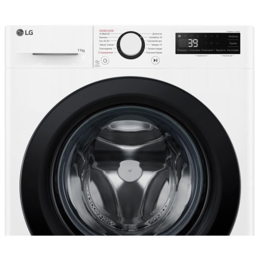 Пральна машина LG фронтальна, 11кг, 1400, A, 57см, дисплей, пара, інвертор, білий