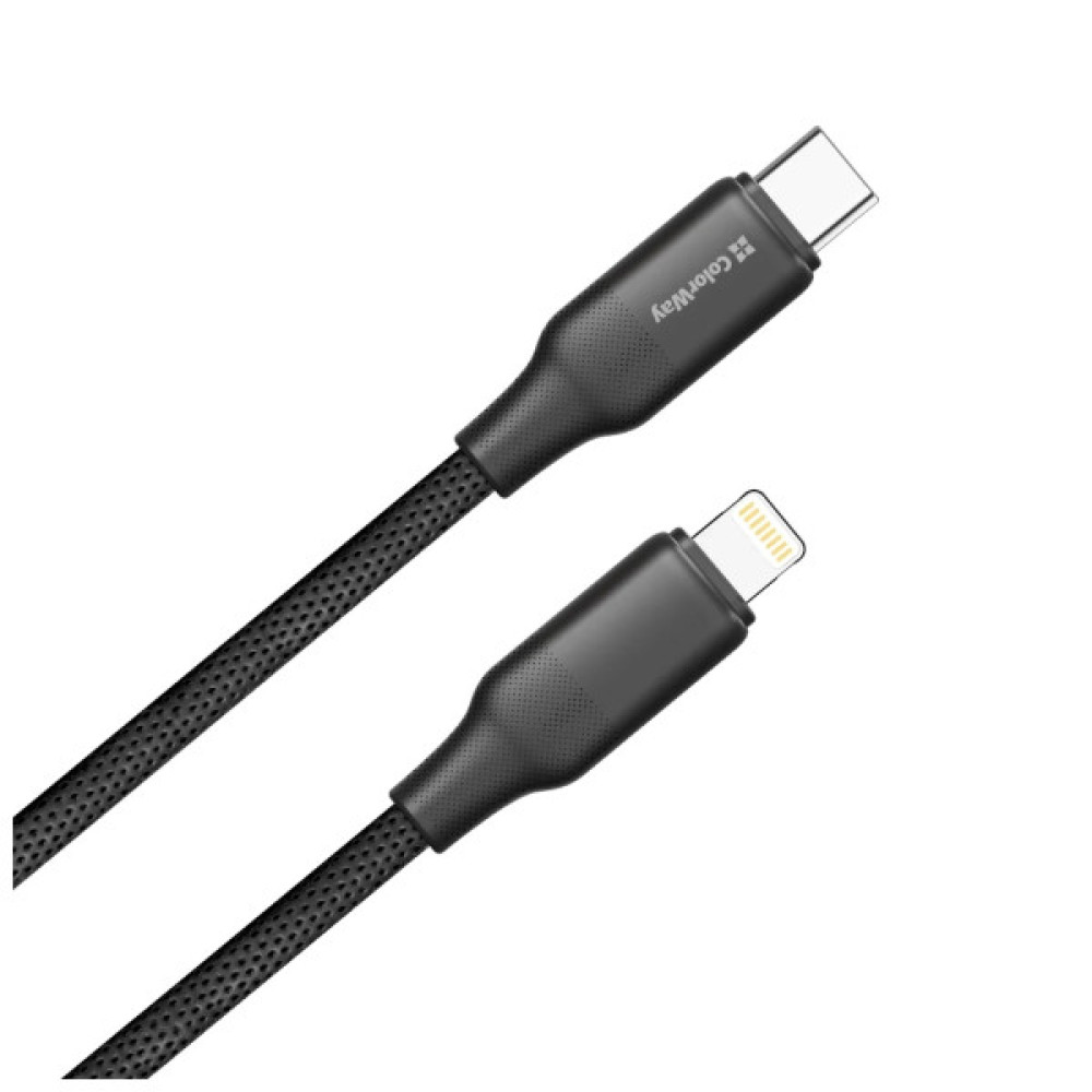 Дата кабель USB-C to Lightning 1.0m PD30W TPE embossed black ColorWay (CW-CBPDCL101-BK)