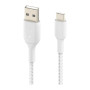 Дата кабель USB 2.0 AM to Type-C 1.0m BRAIDED white Belkin (CAB002BT1MWH)
