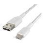 Дата кабель USB 2.0 AM to Type-C 1.0m BRAIDED white Belkin (CAB002BT1MWH)