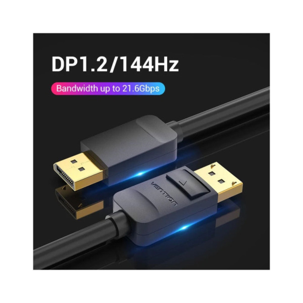 Кабель мультимедійний DisplayPort M to DisplayPort M 1.5m black Vention (HACBG)