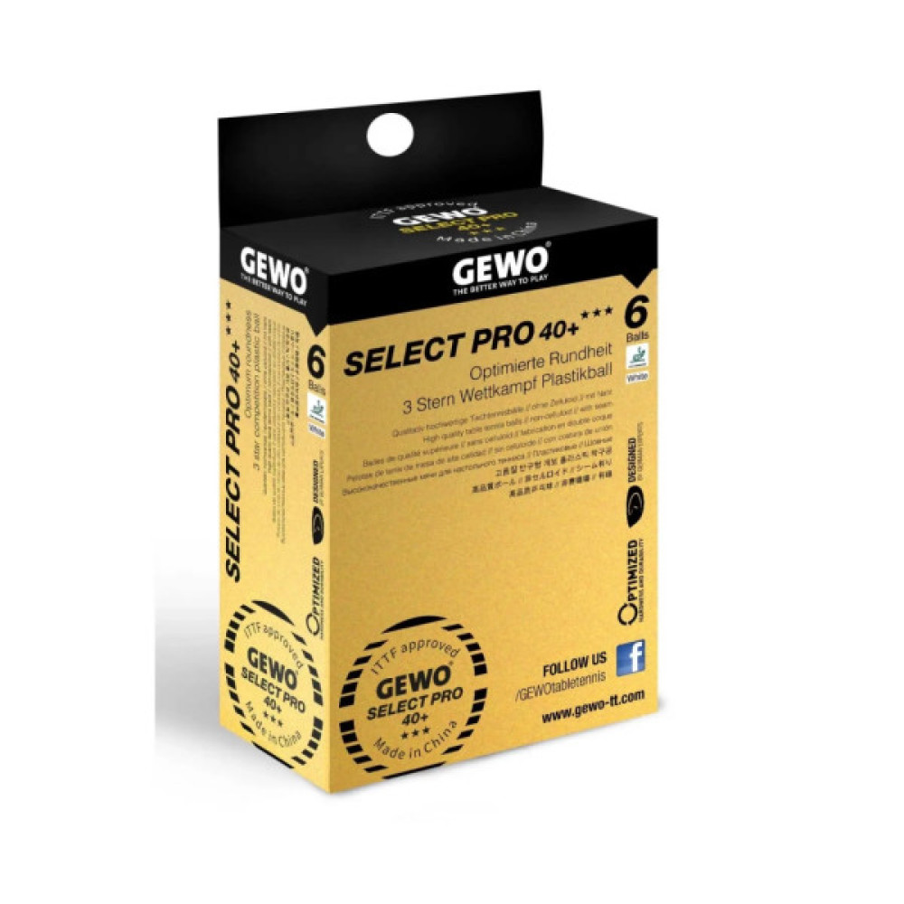 М'ячик для настільного теніса Gewo Select Pro 40+ ITTF 6 шт (86481200) (931059)