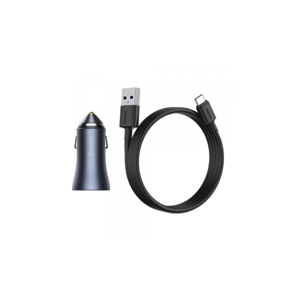 Зарядний пристрій Baseus 2xUSB QC3.0 + cable USB to USB-C 40W Golden Contactor Pro dark gray (TZCCJD-A0G)