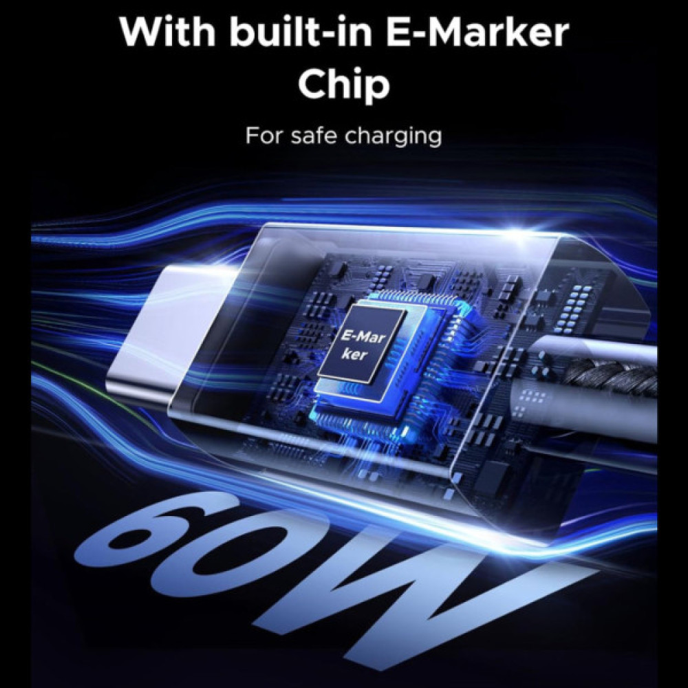 Дата кабель USB-C to USB-C 1.0m PD60W 3A braided L524 gray Ugreen (55765)