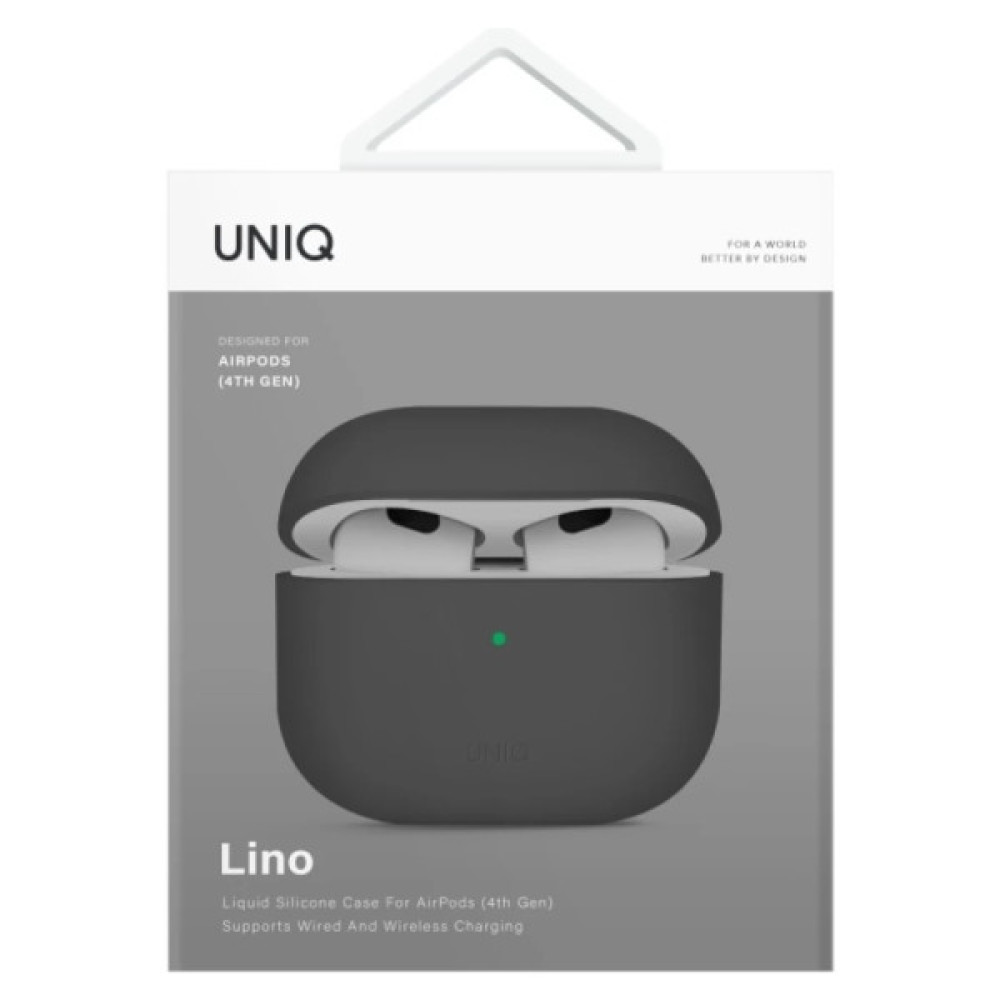 Чохол для навушників Uniq Lino AirPods 4 Silicone Ash Grey (8886463691373)