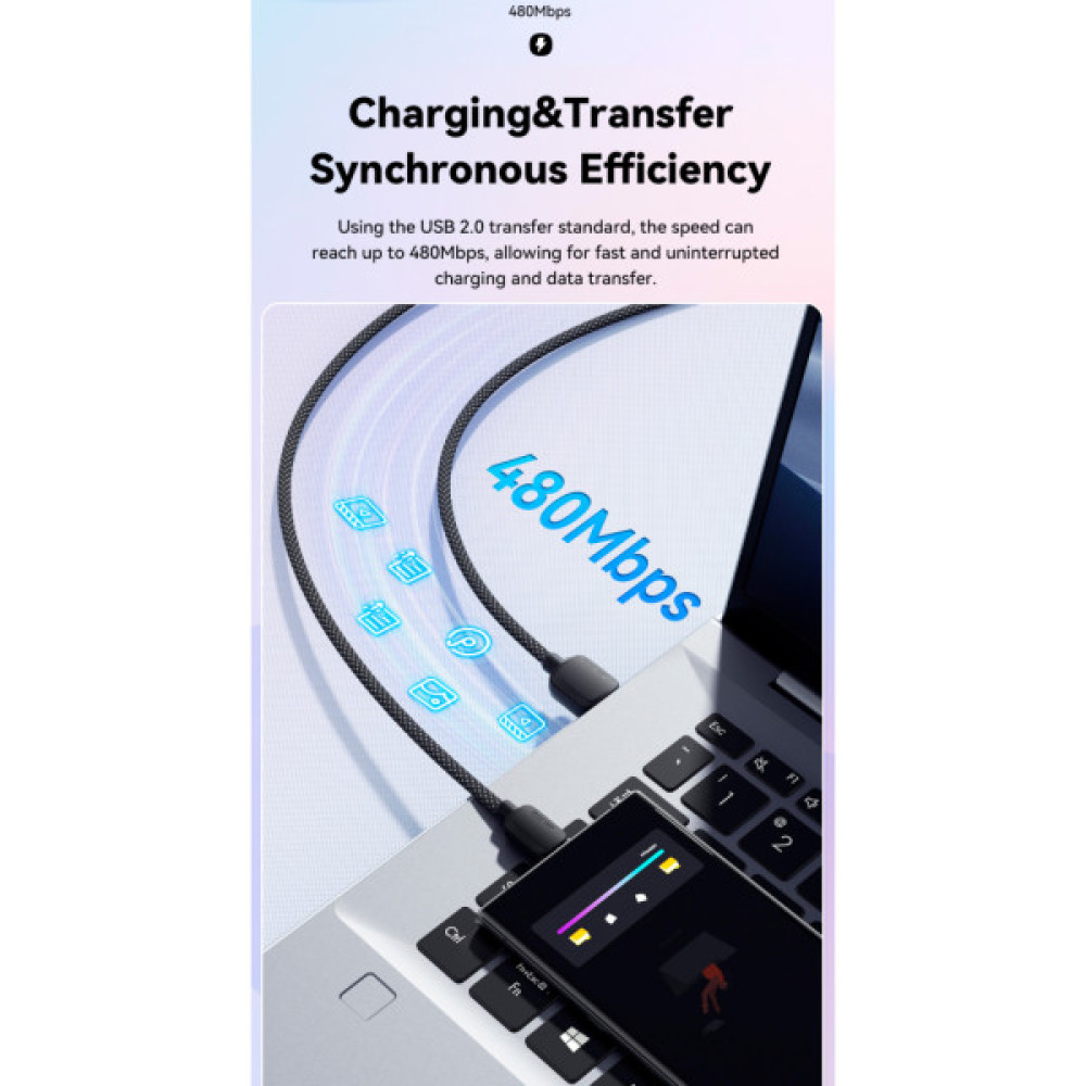 Дата кабель USB 2.0 AM to USB-C 2.0m 100W black Essager (EXC7A-WLA01-P)