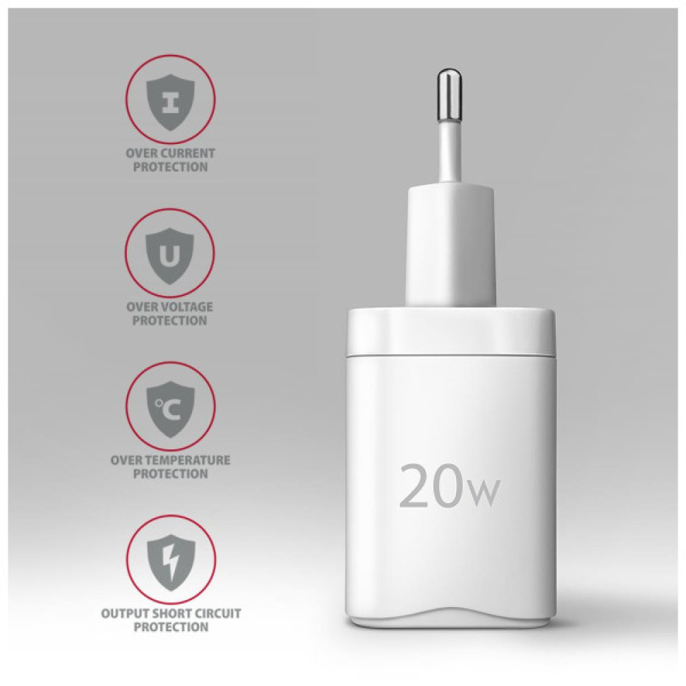 Зарядний пристрій AXAGON 1xUSB QC3.0 + 1xUSB-C PD20W white (ACU-PQ20W)
