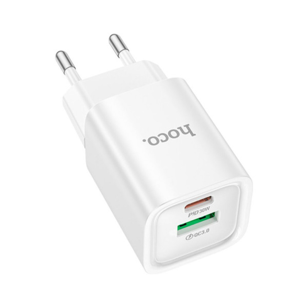 Зарядний пристрій HOCO C149A Charm 1xUSB-C PD30W + 1xUSB QC3.0 White (6942007630337)