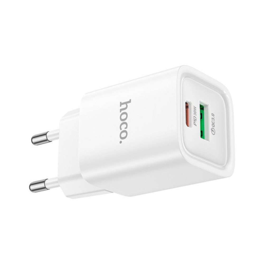 Зарядний пристрій HOCO C149A Charm 1xUSB-C PD30W + 1xUSB QC3.0 White (6942007630337)