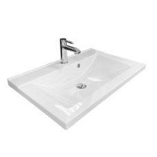 Раковина, умивальник Adamant QUANTO, штучний камінь, прямокут., з отвором для змішувача, з отвором для переливу, 700х447х140мм, накладний, білий