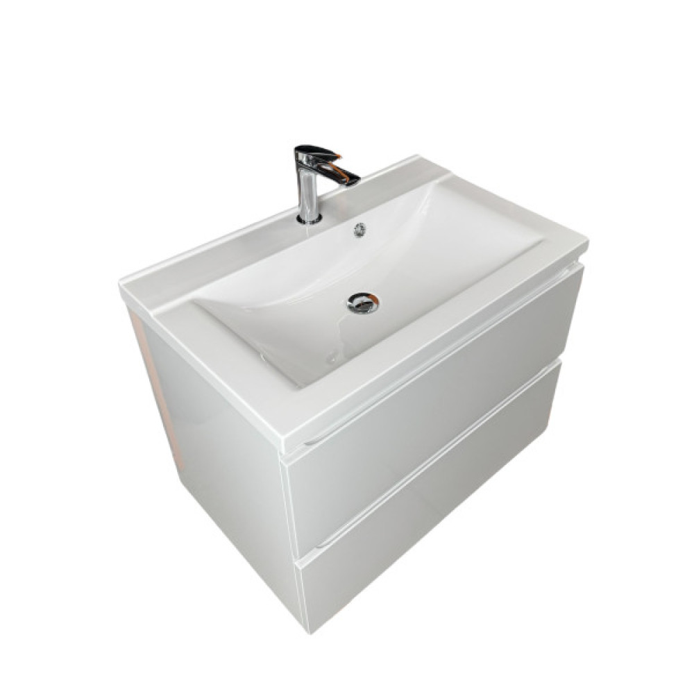 Раковина, умивальник Adamant QUANTO, штучний камінь, прямокут., з отвором для змішувача, з отвором для переливу, 700х447х140мм, накладний, білий