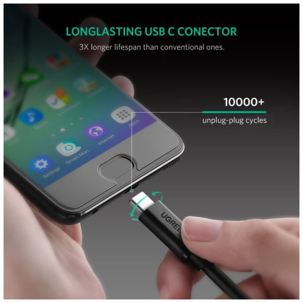 Дата кабель USB-C to USB-C 1.0m USB 3.1Gen2 100W US353 Black Ugreen (10387)