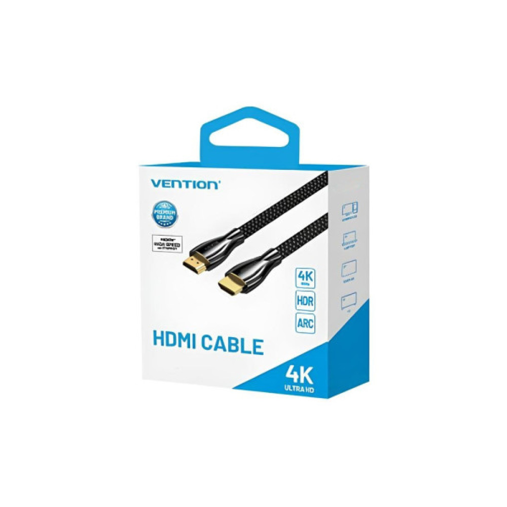 Кабель мультимедійний HDMI M to HDMI M 5.0m V2.0 4K60Hz braided zinc alloy black Vention (ALMBJ)