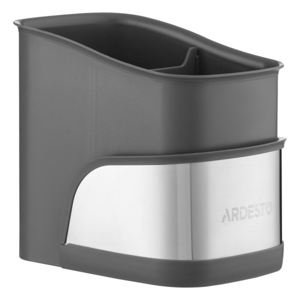 Органайзер для щіток Ardesto Minimalism, 15х10х13.5см, пластик, нержавіюча сталь, сірий