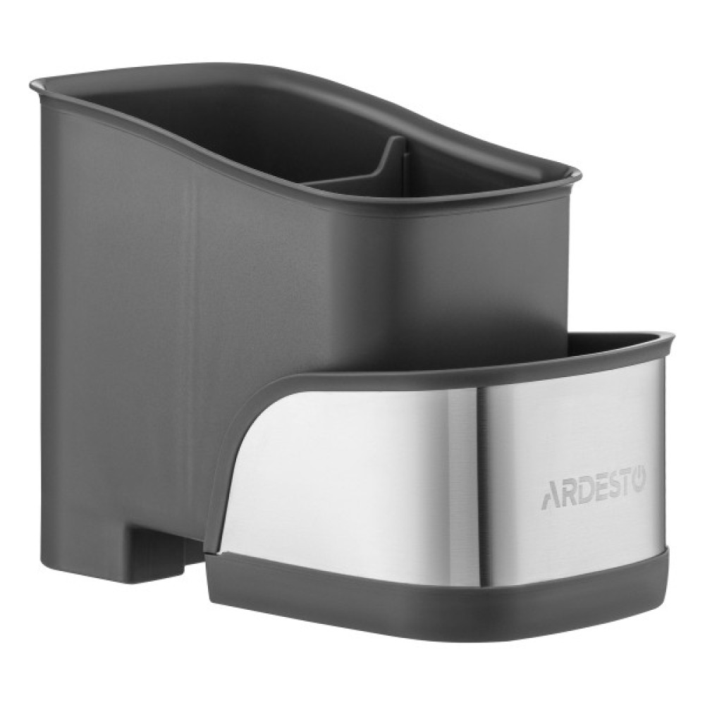 Органайзер для щіток Ardesto Minimalism, 15х10х13.5см, пластик, нержавіюча сталь, сірий