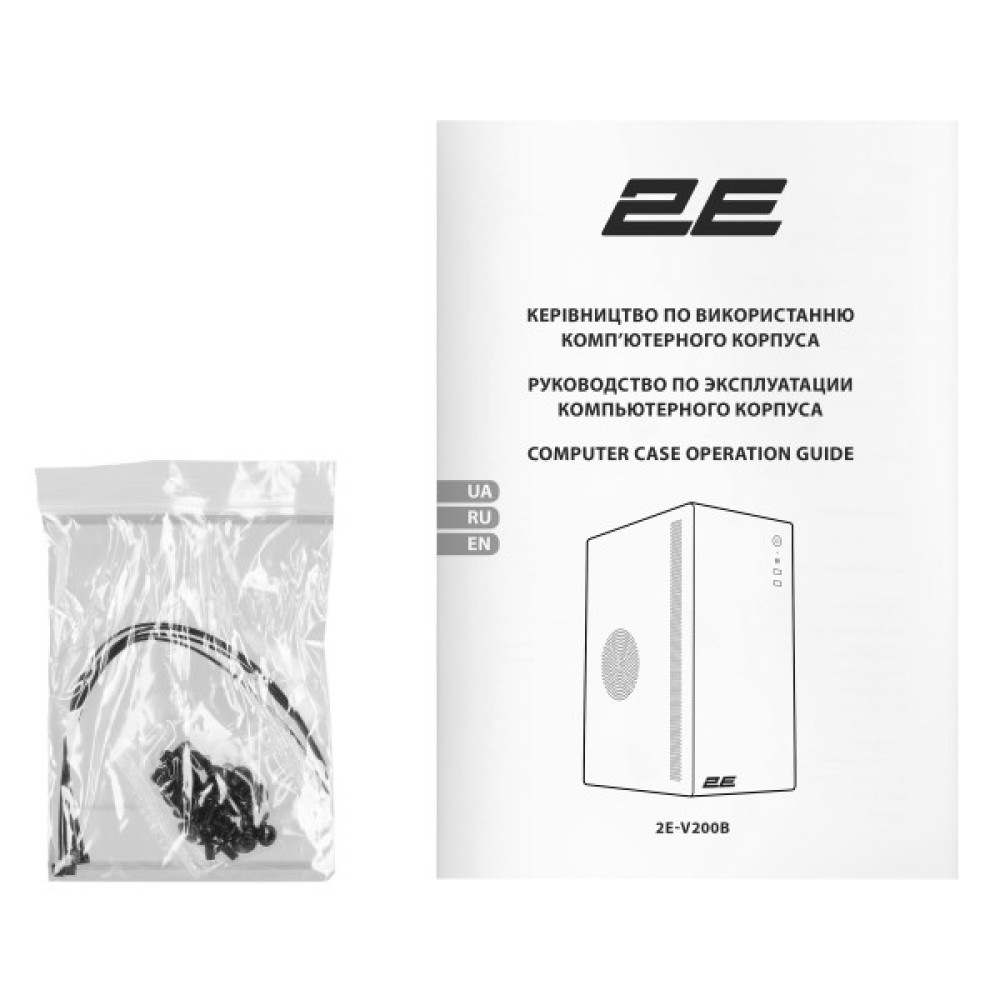 Корпус 2E Credo V200B без БЖ, 2xUSB3.0, 1x80мм, VGA 250мм, mATX, чорний