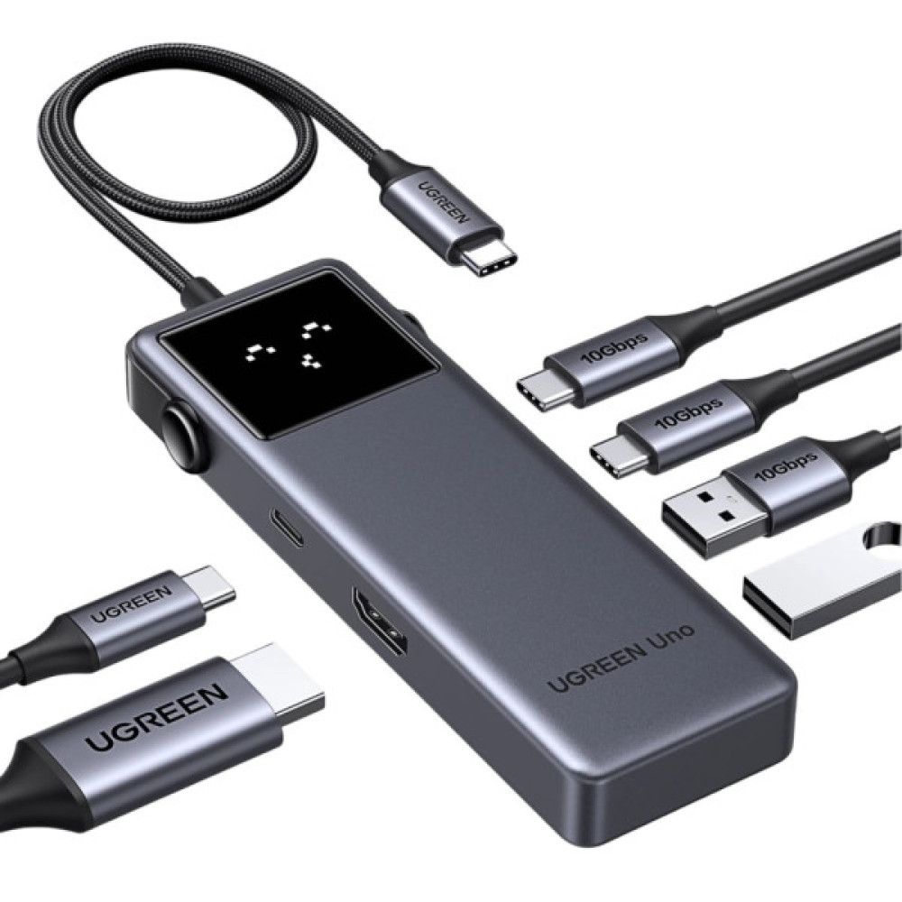 Концентратор Ugreen USB-C to HDMI + 2xUSB 3.2 + 2xUSB-C 3.2 + PD CM888 gray (35998)
