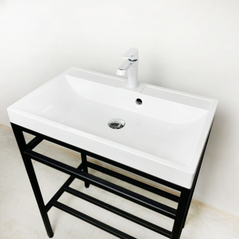 Раковина, умивальник Adamant STRENG NEW, штучний камінь, прямокут., з отвором для змішувача, з отвором для переливу, 590x410x123мм, накладний, білий