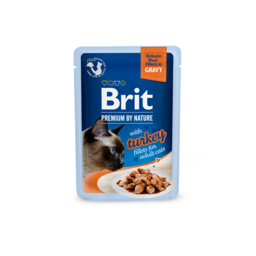 Вологий корм для кішок Brit Premium Delicate Fillets in Gravy Turkey філе в соусі (8595602570560)
