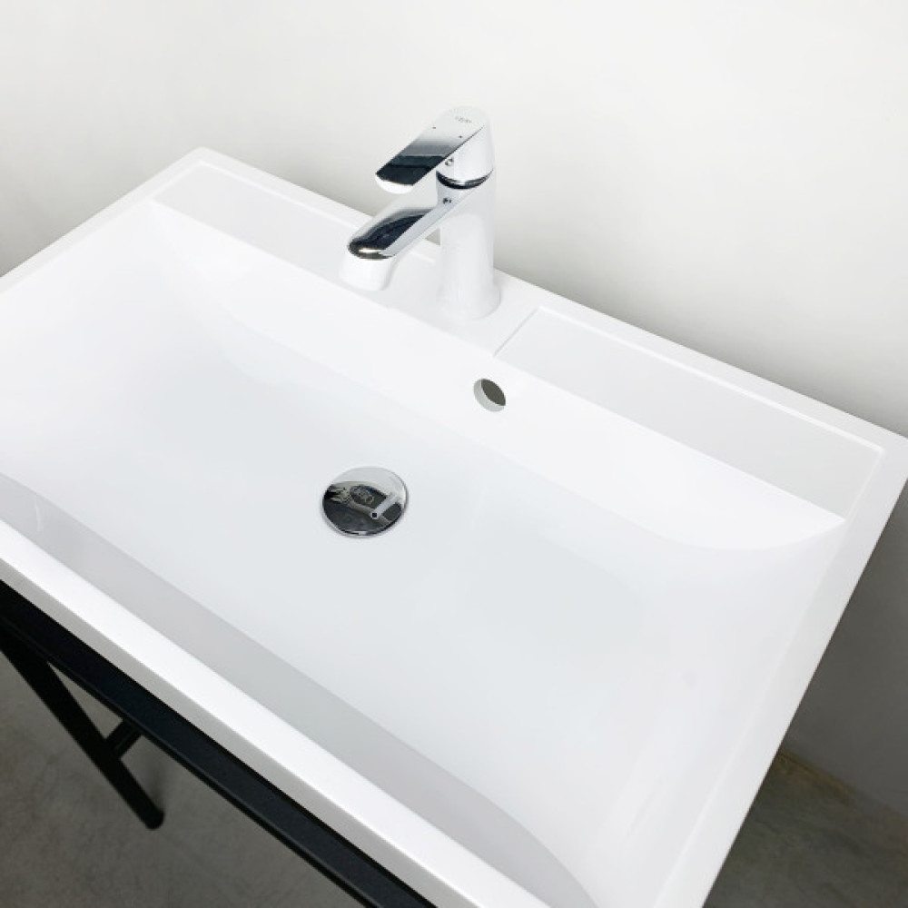 Раковина, умивальник Adamant STRENG NEW, штучний камінь, прямокут., з отвором для змішувача, з отвором для переливу, 690x410x123мм, накладний, білий