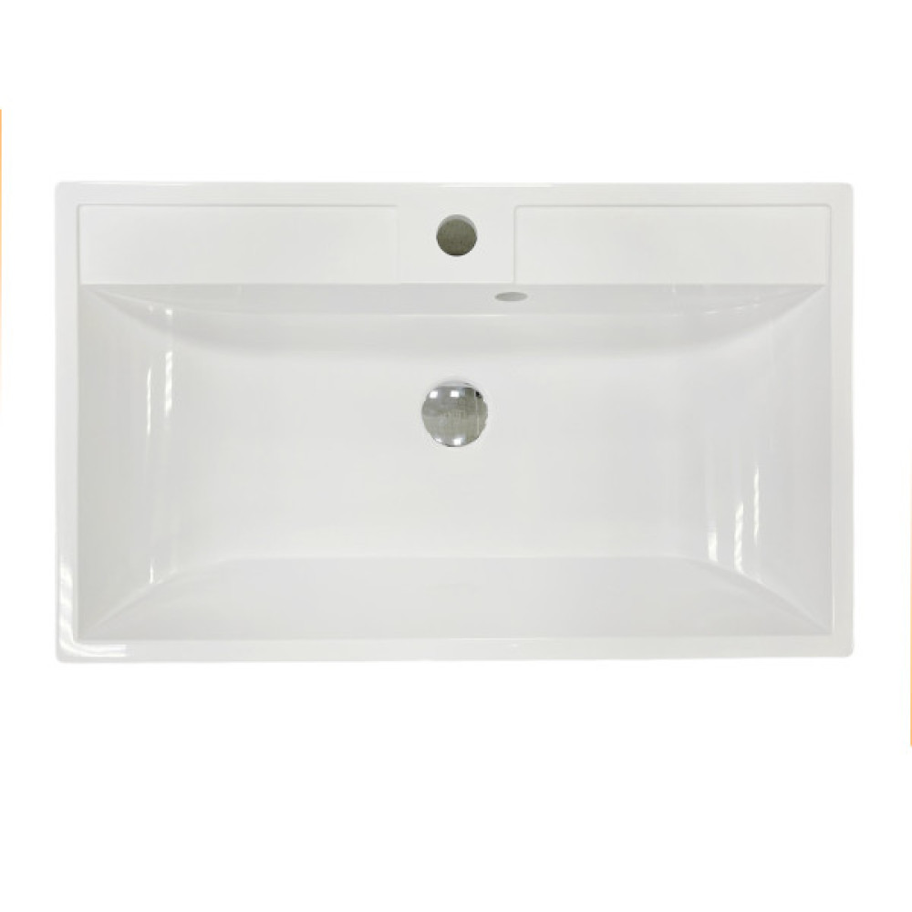 Раковина, умивальник Adamant STRENG NEW, штучний камінь, прямокут., з отвором для змішувача, з отвором для переливу, 690x410x123мм, накладний, білий