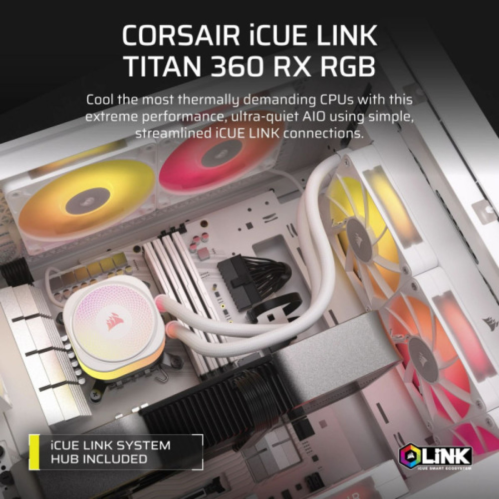 Система рідинного охолодження Corsair iCUE LINK TITAN 360 RX RGB White (CW-9061021-WW)