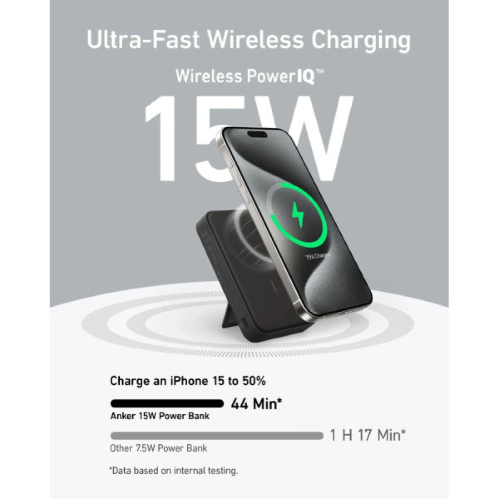 Батарея універсальна Anker 10000mAh MagGo Qi2/15W + USB-C PD 27W Black (A1654G11)