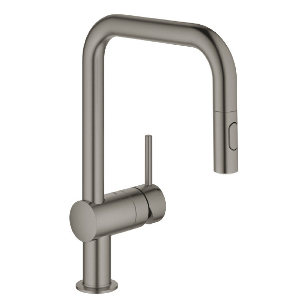 Змішувач для кухні Grohe Minta, довж.виливу - 225мм, поворотний/витяжний, 1важіль, матовий графіт