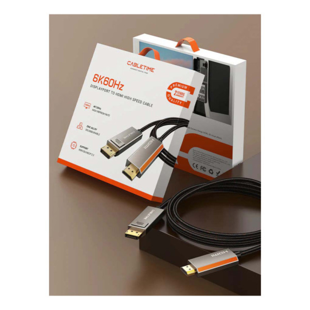 Кабель мультимедійний DisplayPort M to HDMI M 8K60Hz Cabletime (CA916405)
