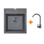 Набір кухонна Adamant Brick, штучний камінь, квадрат, без крила, 460x515x200мм, чаша - 1, врізна, сірий + змішувач