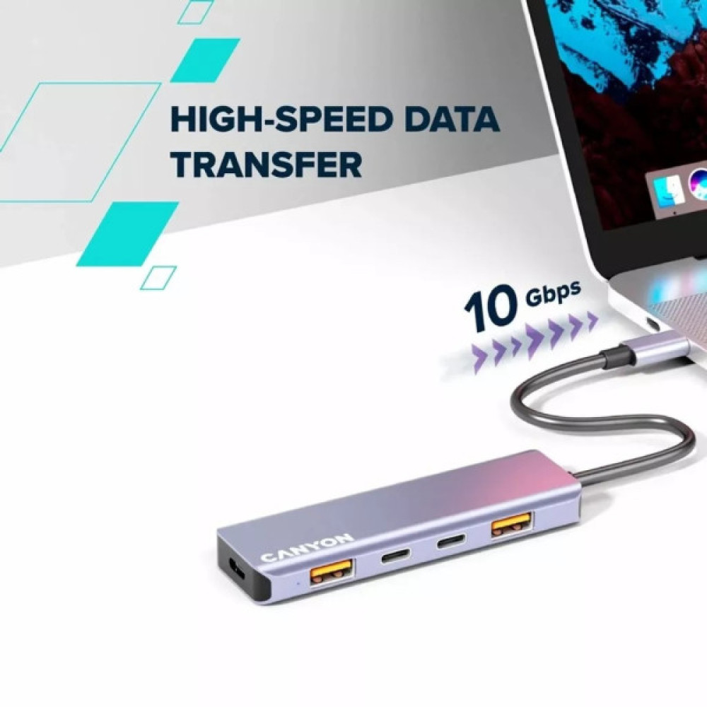 Концентратор Canyon hub DS-18 5in1 USB-C Grey (CNS-TDS18)