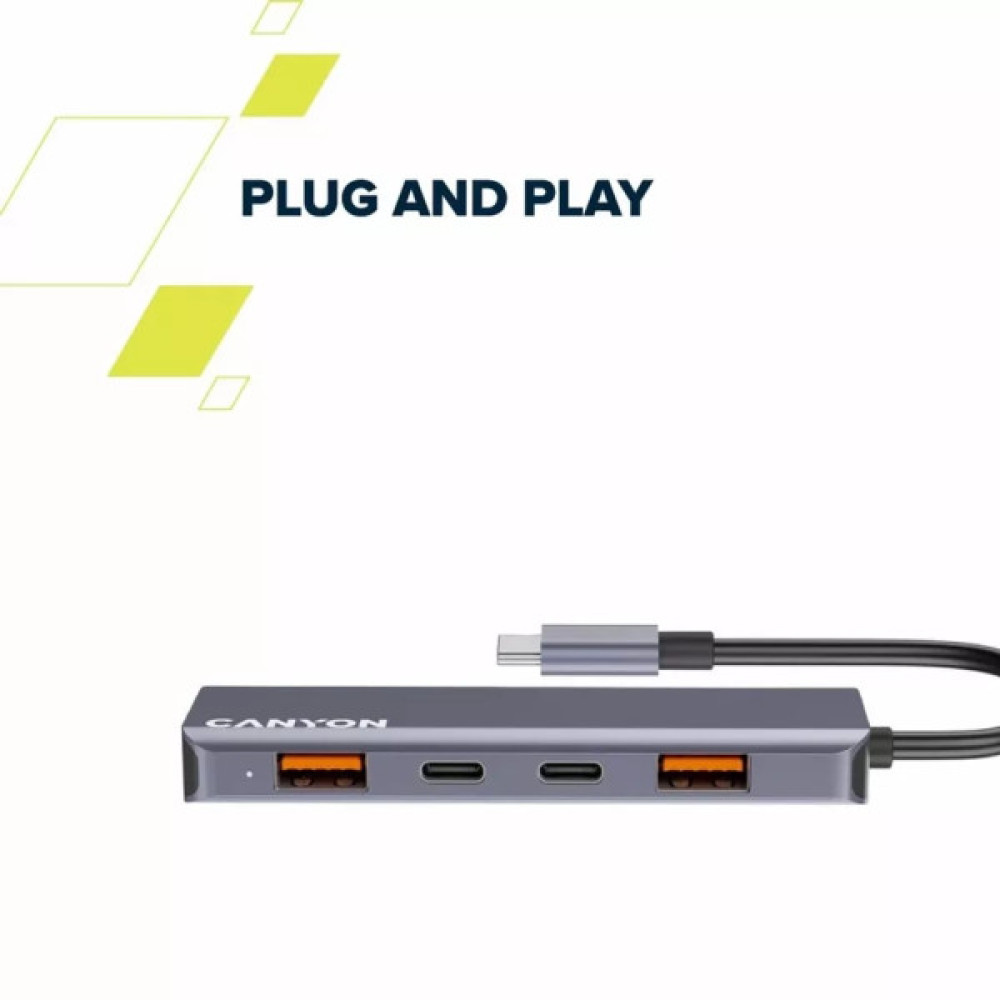 Концентратор Canyon hub DS-18 5in1 USB-C Grey (CNS-TDS18)