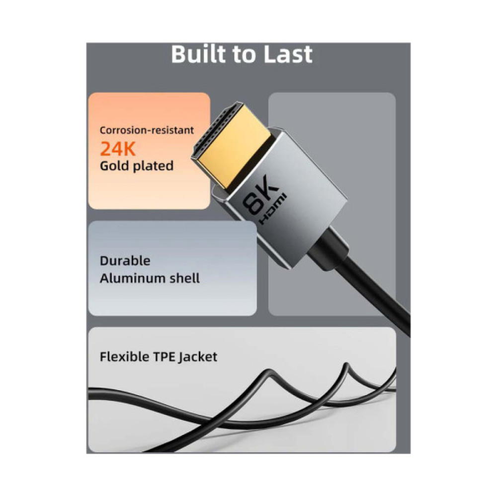 Кабель мультимедійний HDMI M to HDMI M 2.0m V2.1 8K60Hz Cabletime (CA915910)