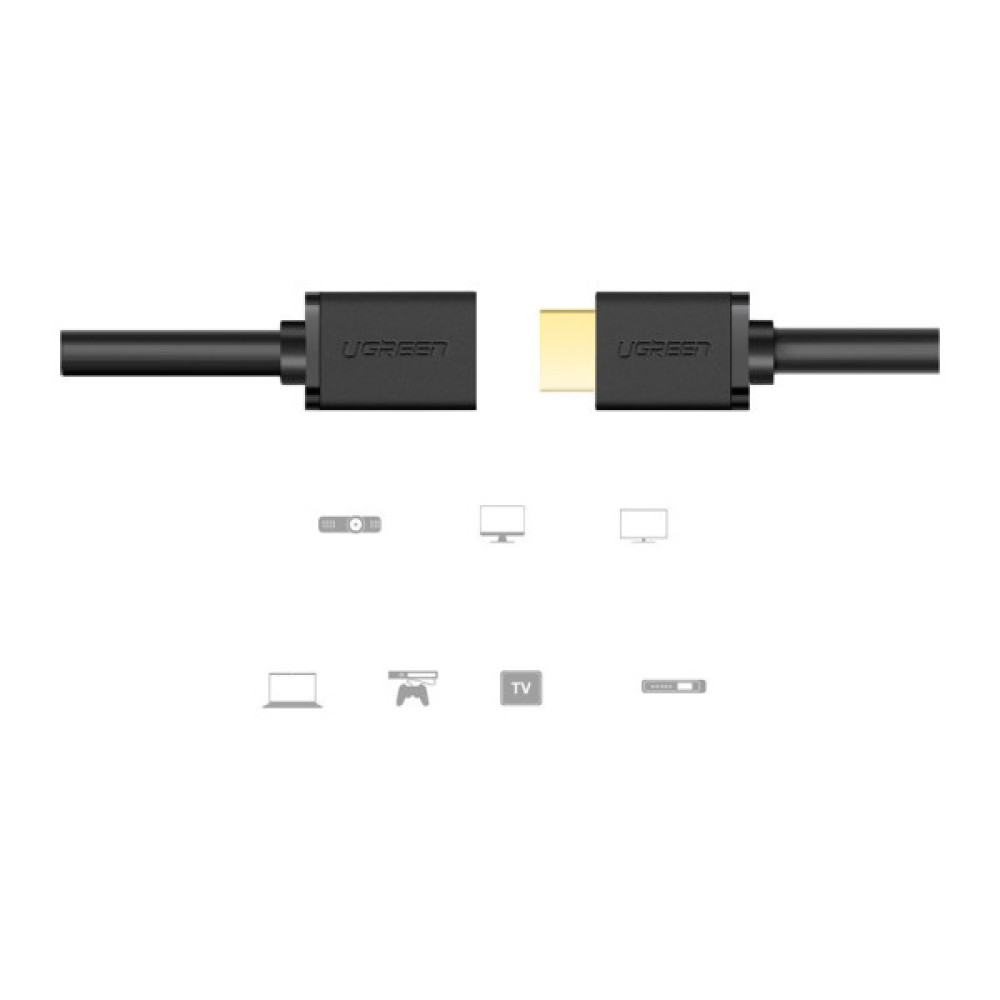 Кабель мультимедійний HDMI M to HDMI F 1.0m HD107 black UGREEN (10141)
