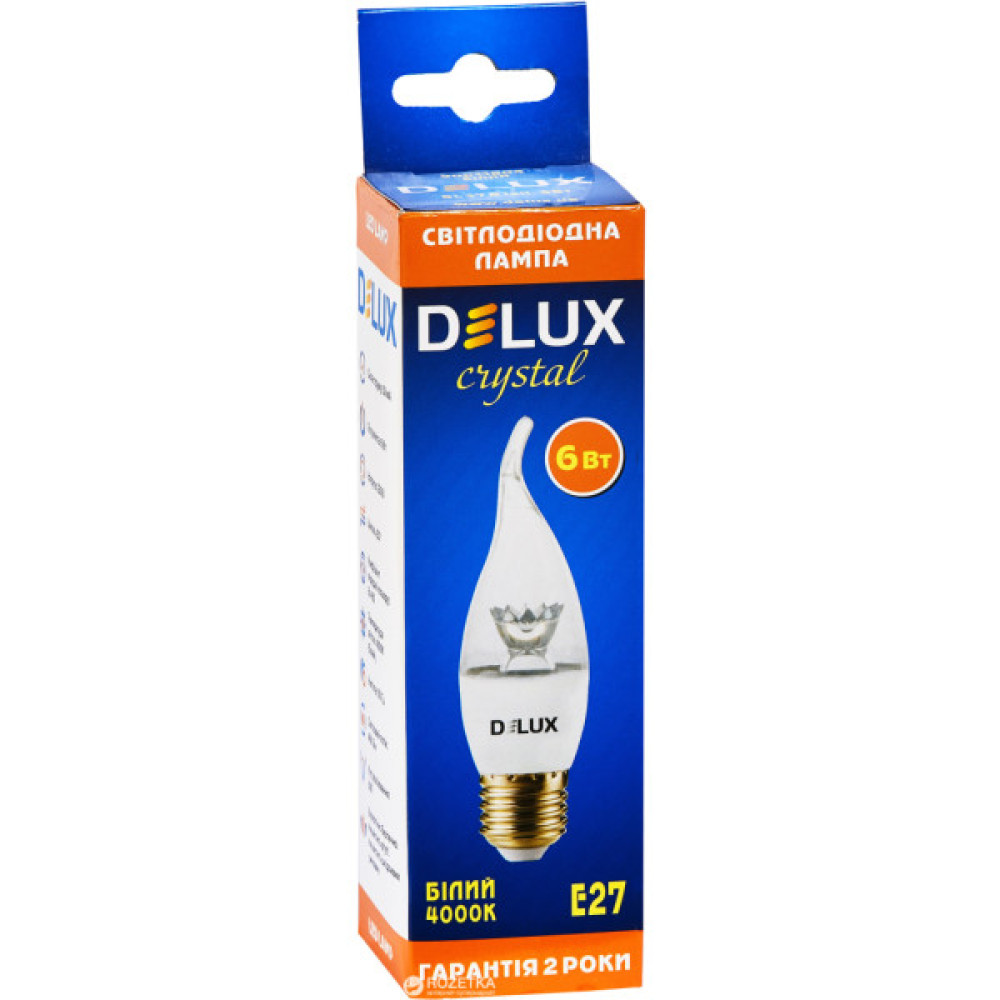 Лампочка Delux BL37B 6 Вт tail 4000K 220В E27 crystal 3шт (90016739)