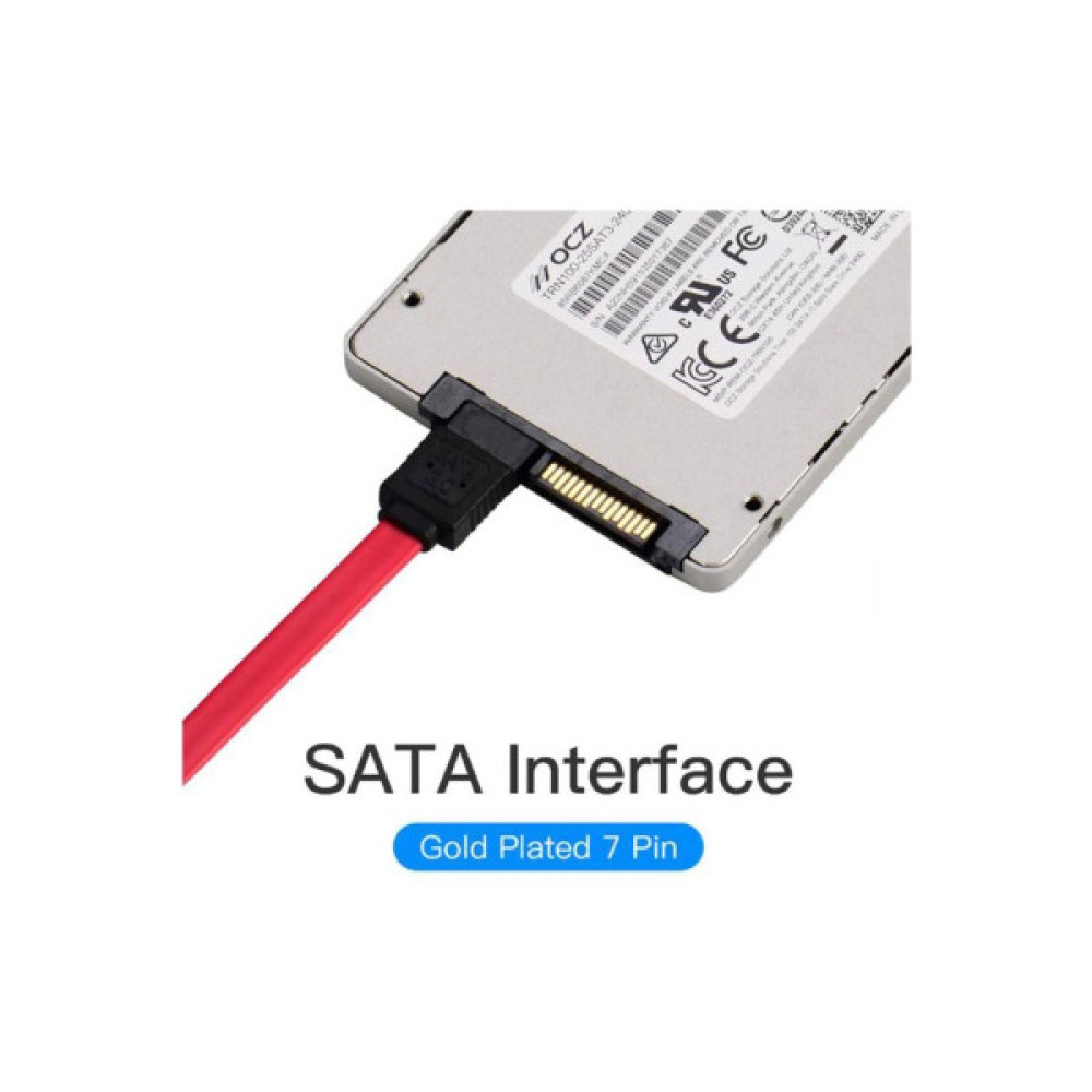 Кабель для передачі даних SATA 3.0 7pin F/F 0.5m L Red VENTION (KDDRD)