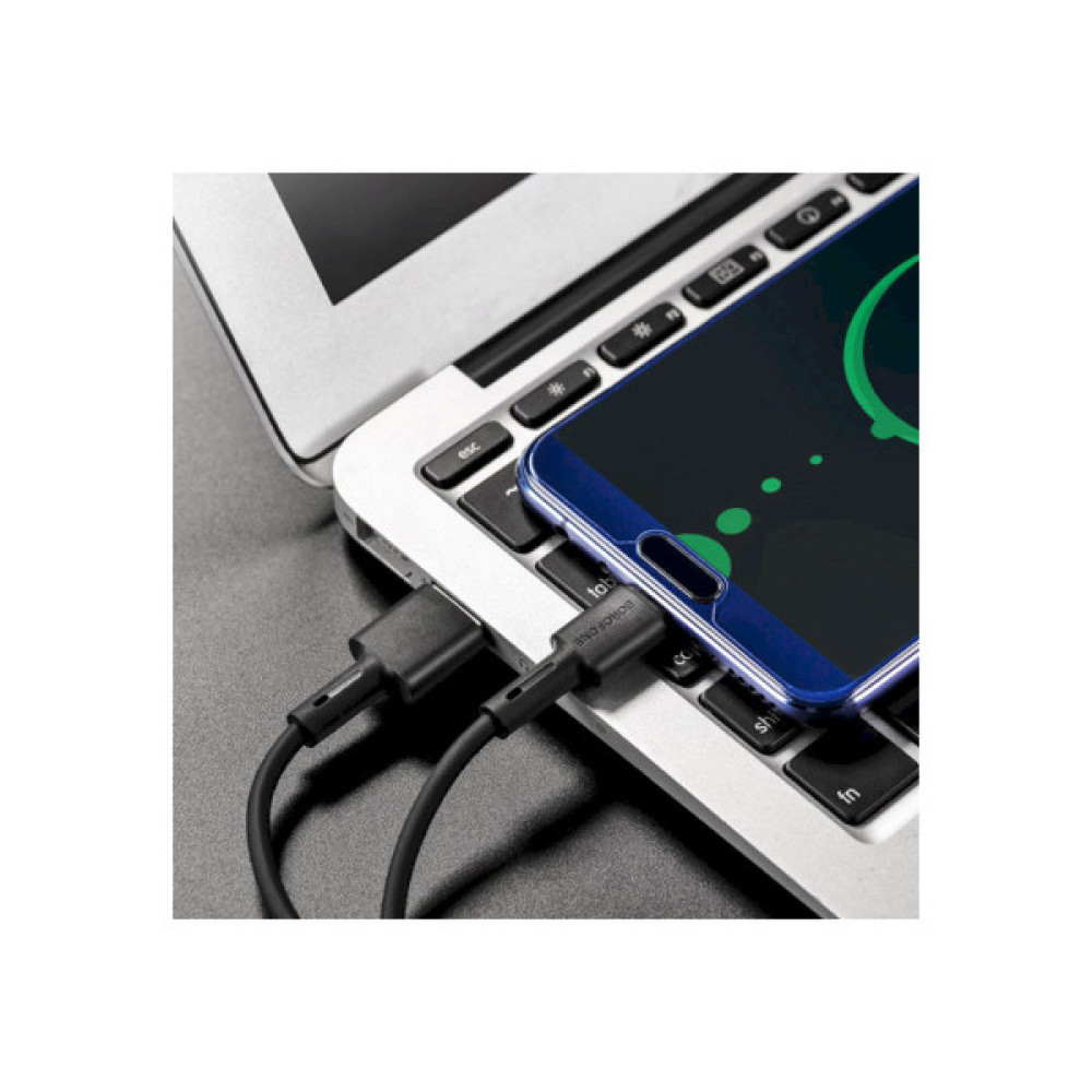 Дата кабель USB 2.0 AM to USB-C 1.0m 3A silicone BX31 black BOROFONE (6931474710390)