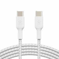 Дата кабель USB-C to USB-C 1.0m braided white Belkin (CAB004BT1MWH)