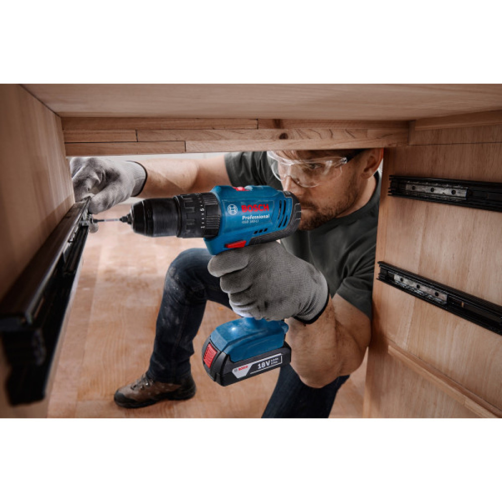 Шурупокрут-дриль ударний акумуляторний Bosch Professional GSB 183-LI 18В 2х2А·год 21-56Нм 374-1815об·хв кейс 1.2кг