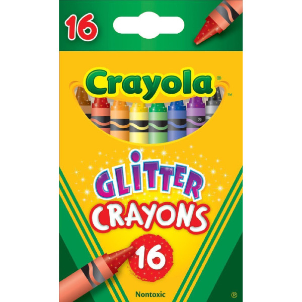 Олівці кольорові Crayola воскові з блискітками, 16 шт (256318.024)