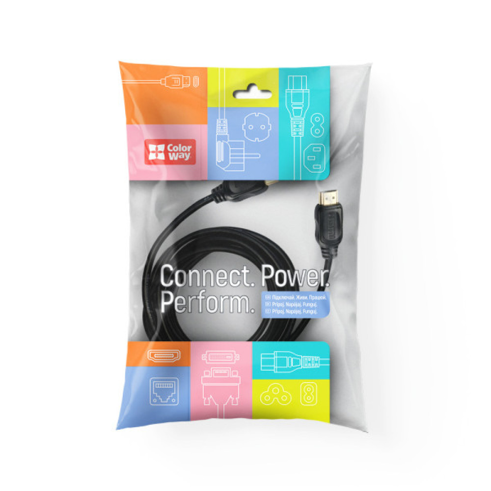 Кабель мультимедійний HDMI M to HDMI M 1.5m V2.0 4K60Hz black ColorWay (CW-CBHD078-BK)