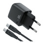 Зарядний пристрій Acefast USB-C 20W GaN + cable USB-C with digital display black (6974316284420)