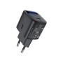 Зарядний пристрій Acefast USB-C 20W GaN + cable USB-C with digital display black (6974316284420)