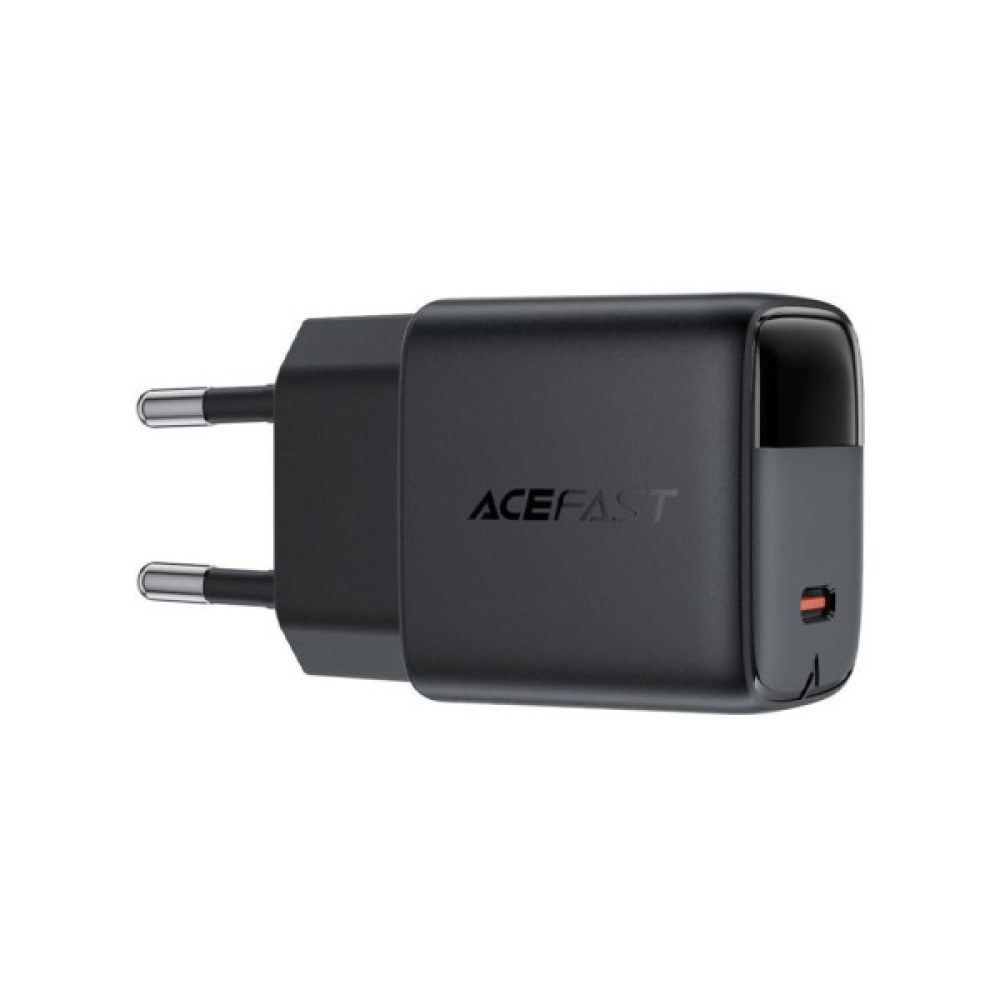 Зарядний пристрій Acefast USB-C 20W GaN + cable USB-C with digital display black (6974316284420)
