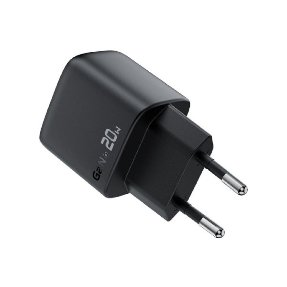 Зарядний пристрій Acefast USB-C 20W GaN + cable USB-C with digital display black (6974316284420)