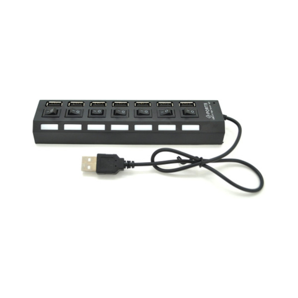 Концентратор Voltronic USB 2.0 to 7xUSB with switches black (YT-H7SHS-B)