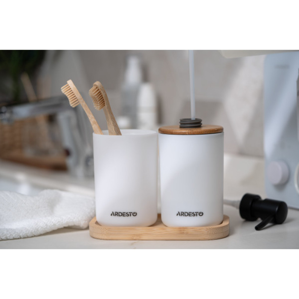 Набір для ванної кімнати ARDESTO Minimalism 360мл, 3 предмети, поліпропілен, бамбук, білий